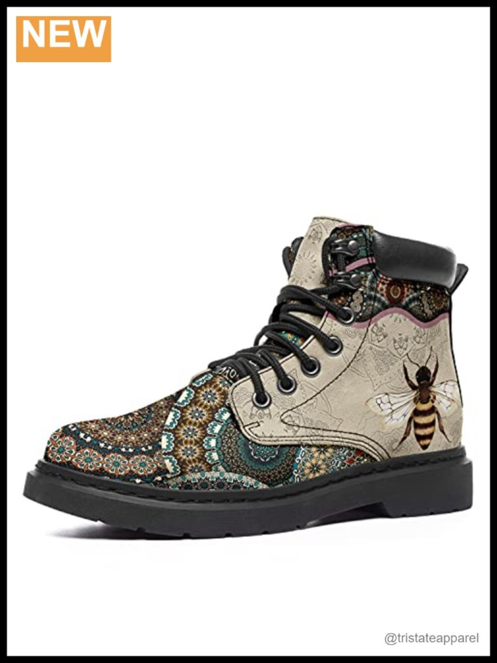 Women's Leather Ankle Boots with Glitter Round Toe Lace-Up Water Resistant Snow